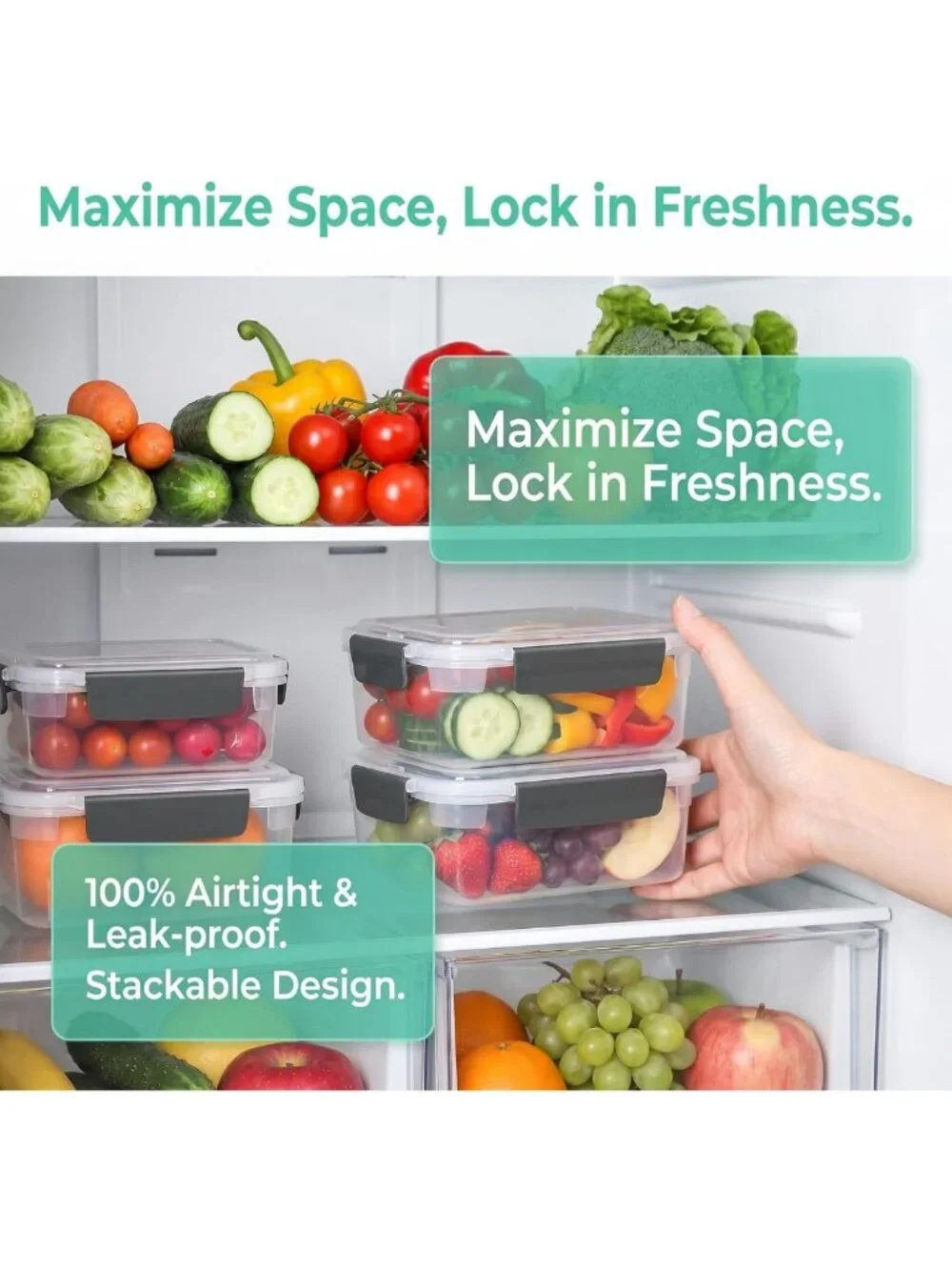5-Pack 3-Cup BPA-Free Plastic Food Storage Containers with Snaplock Lids